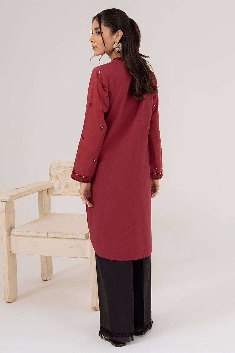VERMILLION LAWN EMBROIDERED SHIRT