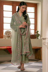 ETHEREAL SMOKE-3PC EMBROIDERED SUIT
