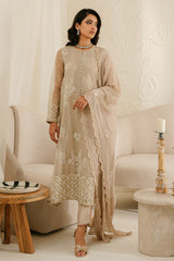 ASH GRAY-4PC ORGANZA EMBROIDERED SUIT