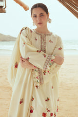CREWEL CREAM-3PC (SHIRT, DUPATTA & TROUSER)