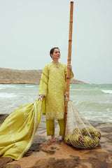 OLIVE TWINE-3PC SATIN EMBROIDERED SUIT