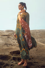SMOKEY FLAIR-3PC SATIN EMBROIDERED SUIT