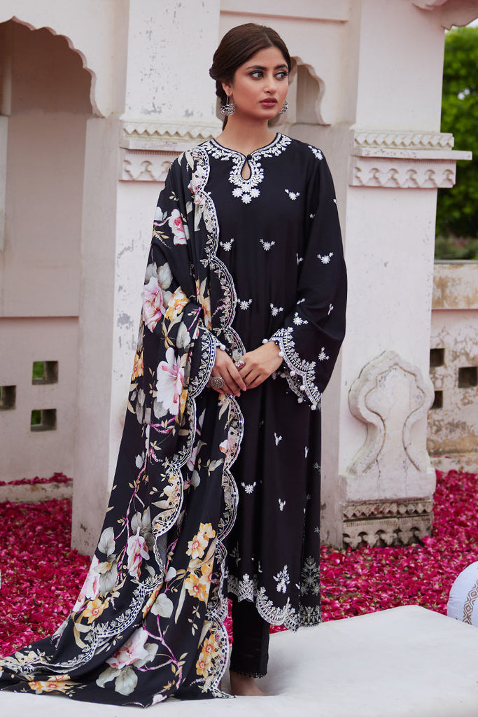 Black embroidered 2024 lawn suit