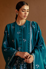 TURQUOISE MEADOW-3 PC KHADDAR EMBROIDERED SUIT