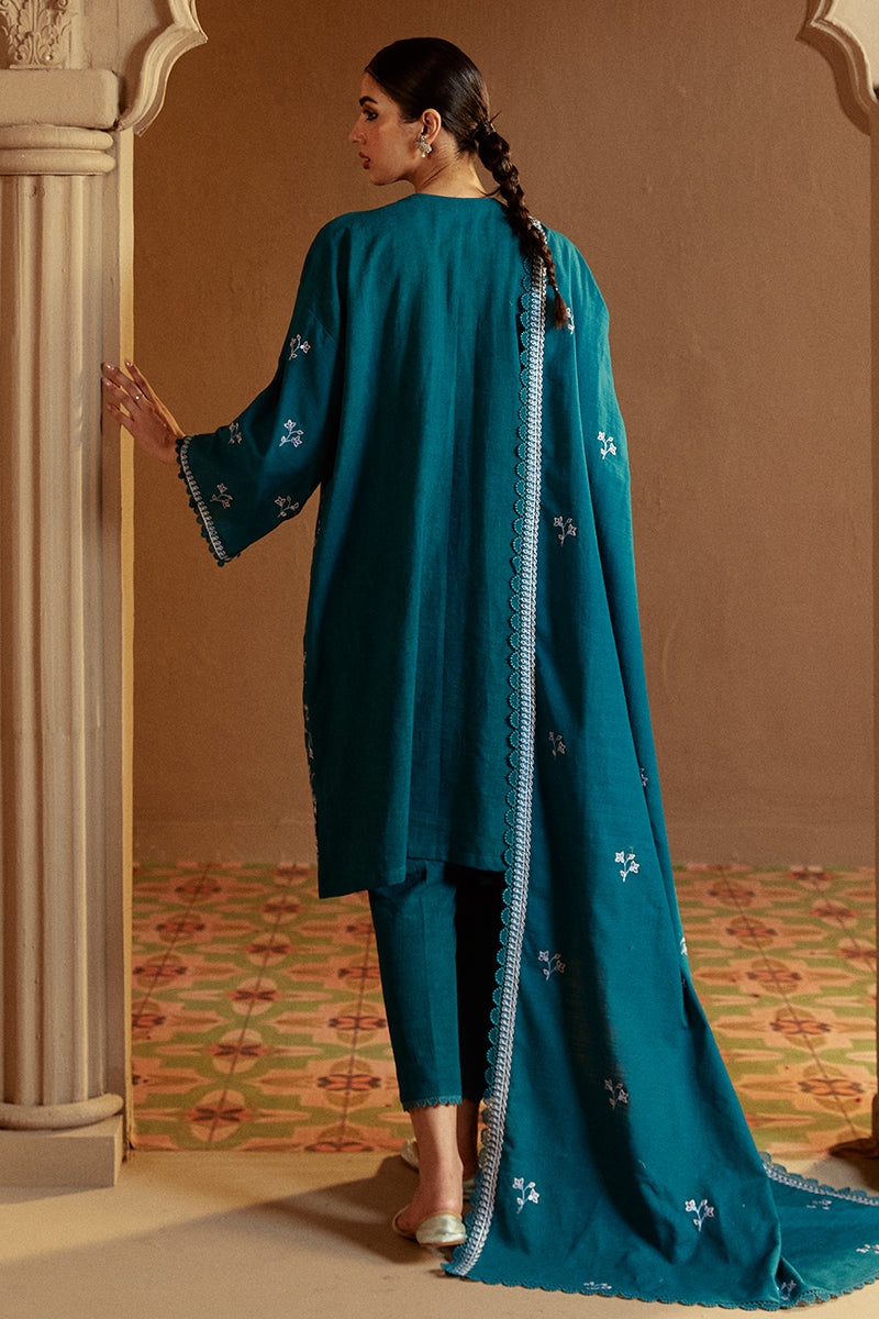 TURQUOISE MEADOW-3 PC KHADDAR EMBROIDERED SUIT