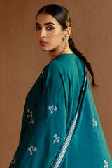 TURQUOISE MEADOW-3 PC KHADDAR EMBROIDERED SUIT