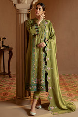 GREEN OASIS-3 PC KHADDAR EMBROIDERED SUIT