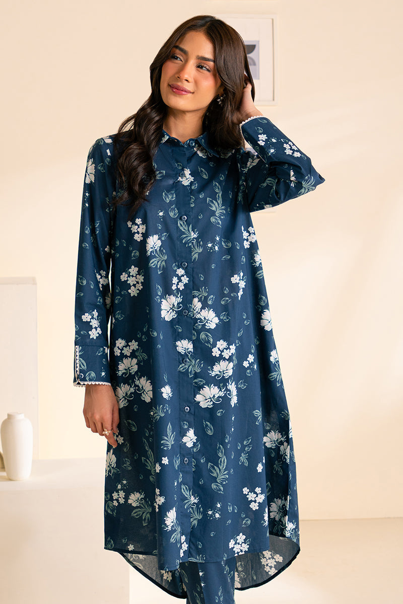 PEACOCK BLUE-2 PC PRINTED LAWN SUIT