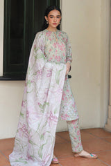 OLIVE AURA-3 PIECE PRINTED LAWN SUIT