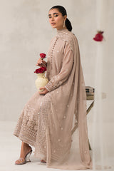 MAPLE BROWN-4 PIECE EMBROIDERED CHIFFON SUIT