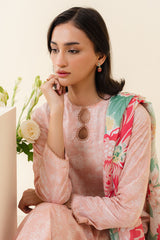 PEACH SORBET-3 PC PRINTED LAWN SUIT