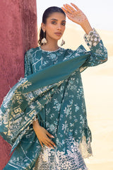 TEAL SERENITY-3 PIECE PRINTED LAWN SUIT