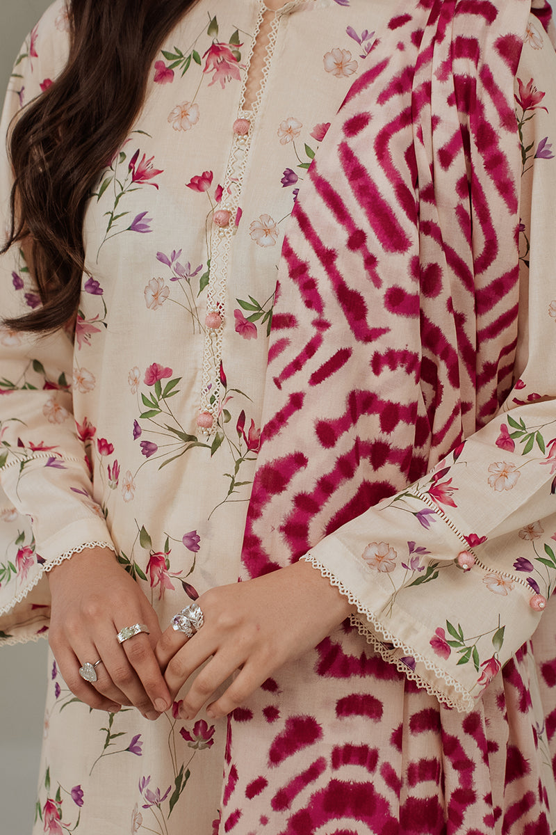 PASTEL FLORA-3 PIECE (SHIRT, TROUSER & DUPATTA)