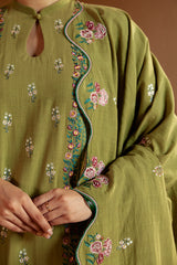 GREEN OASIS-3 PC KHADDAR EMBROIDERED SUIT