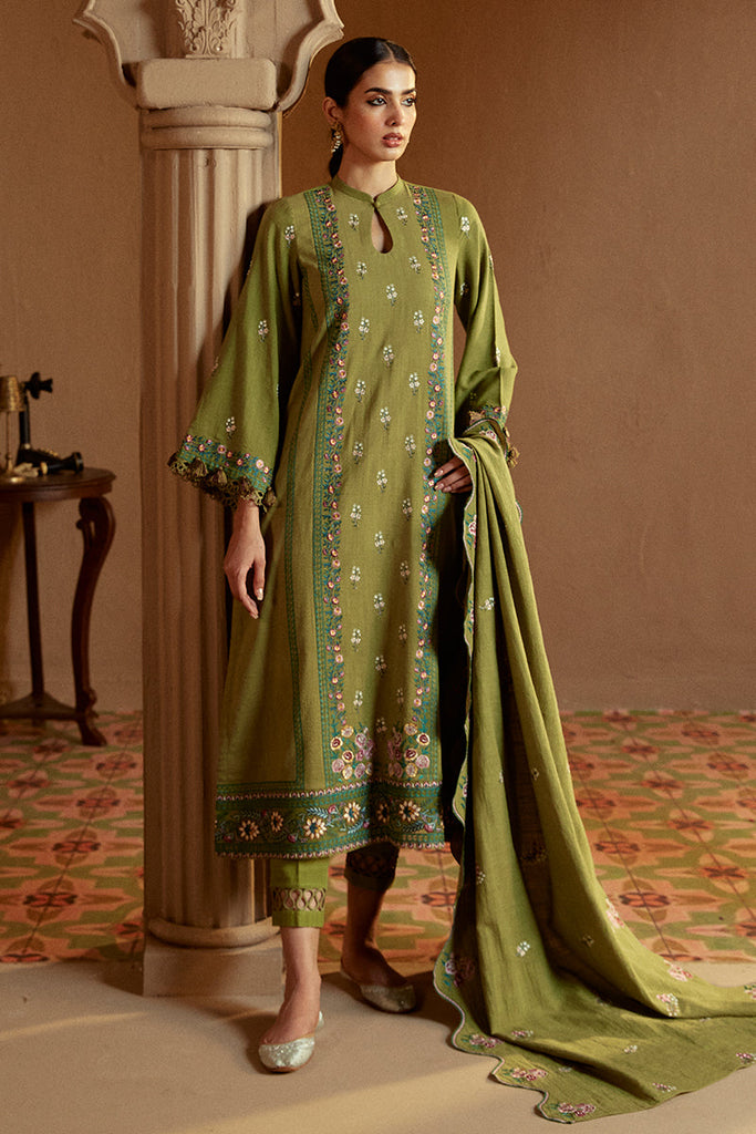 GREEN OASIS-3 PC KHADDAR EMBROIDERED SUIT