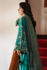 VERDANT HAVEN-3PC SATIN EMBROIDERED SUIT