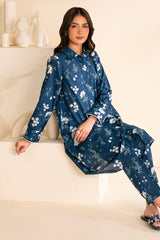 PEACOCK BLUE-2 PC PRINTED LAWN SUIT