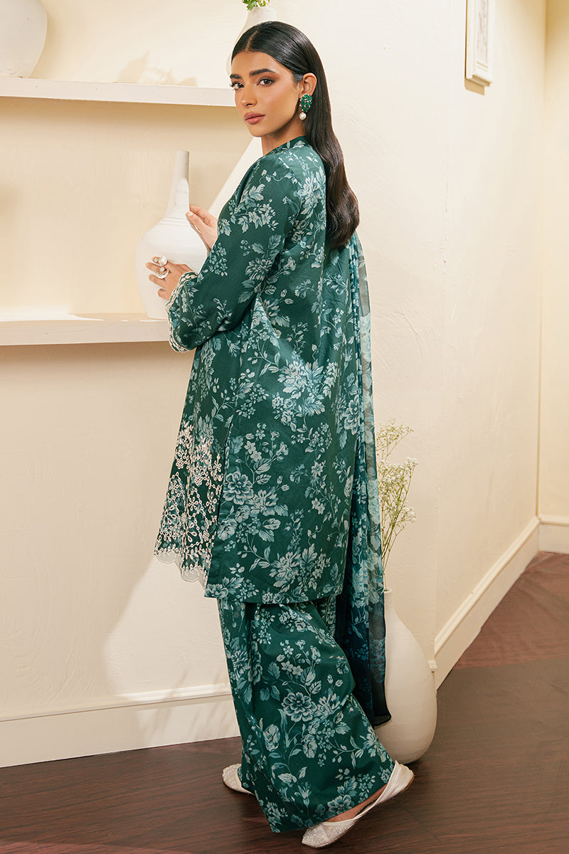 GRACE GREEN-3 PIECE EMBROIDERED CAMBRIC SUIT