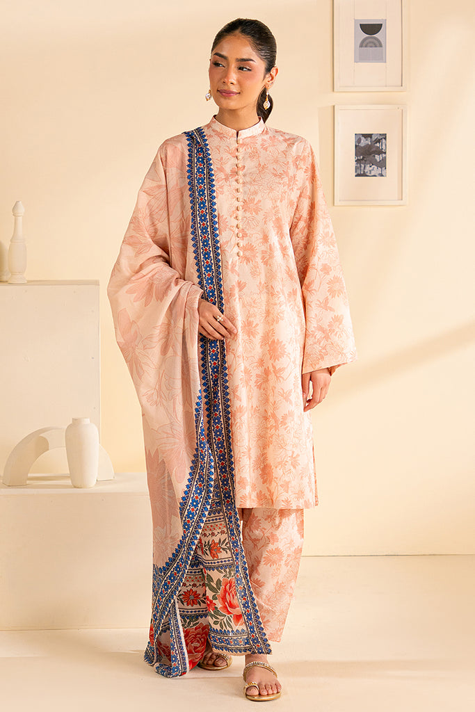 PEACH DUST-3 PC PRINTED LAWN SUIT