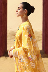 MAIZE OCHRE-STITCH 3PC: LAWN EMBROIDERED SUIT