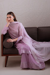 LAVENDER SWIRL-3PC (SHIRT, TROUSER & DUPATTA)