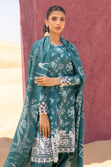 TEAL SERENITY-3 PIECE PRINTED LAWN SUIT