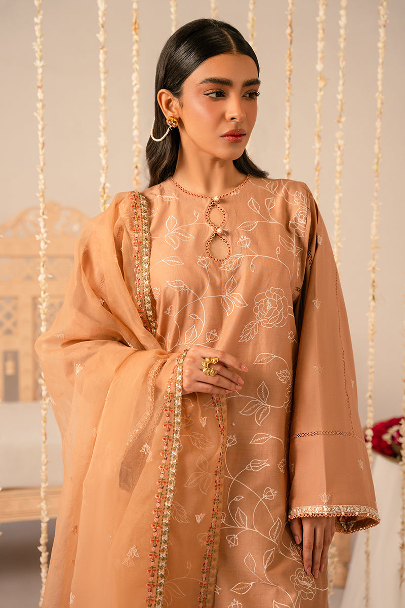 RUSTIC BROWN-3 PIECE EMBROIDERED LAWN SUIT