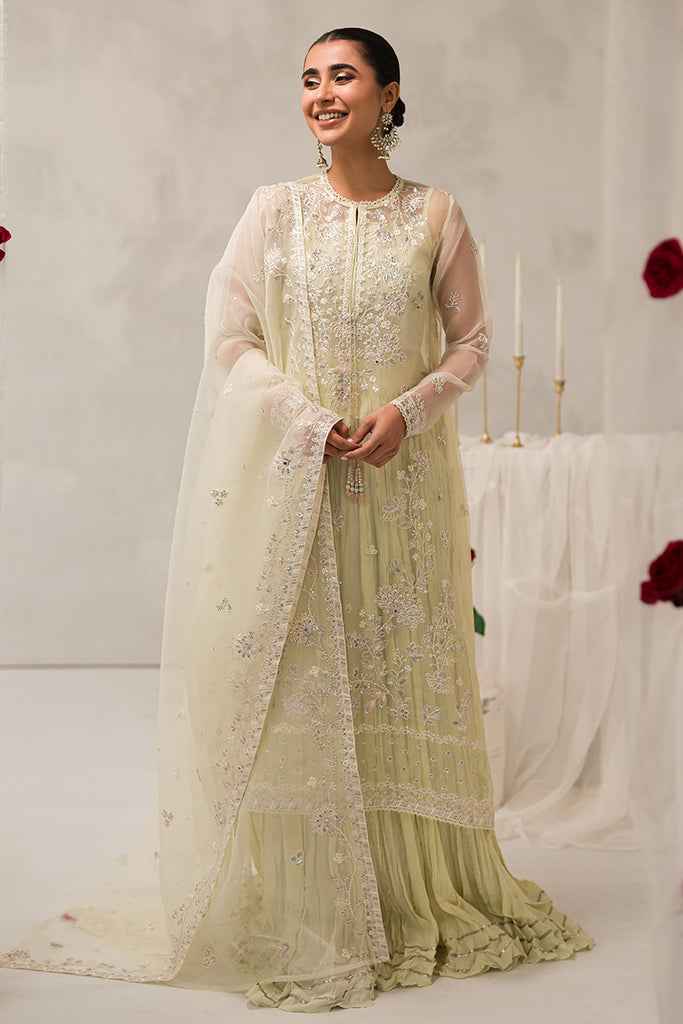 PEARL MIST-4 PIECE EMBROIDERED ORGANZA SUIT