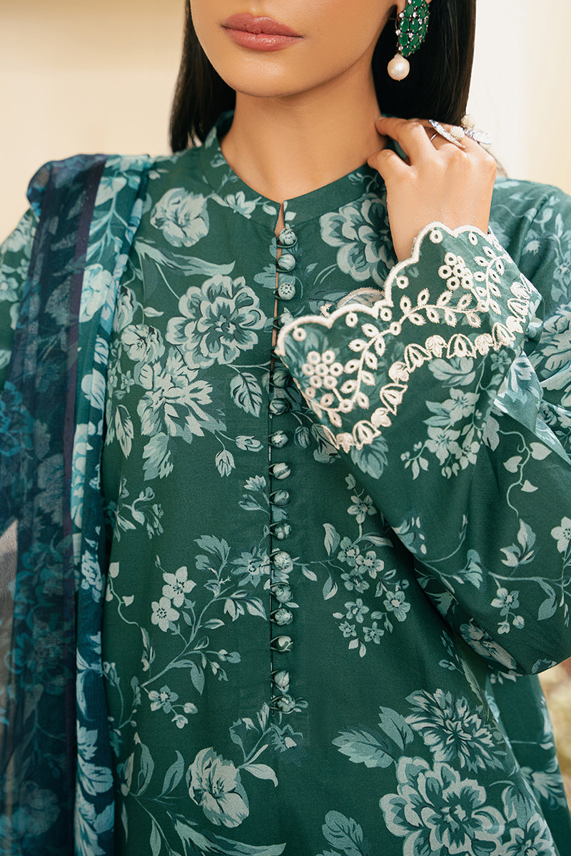 GRACE GREEN-3 PIECE EMBROIDERED CAMBRIC SUIT