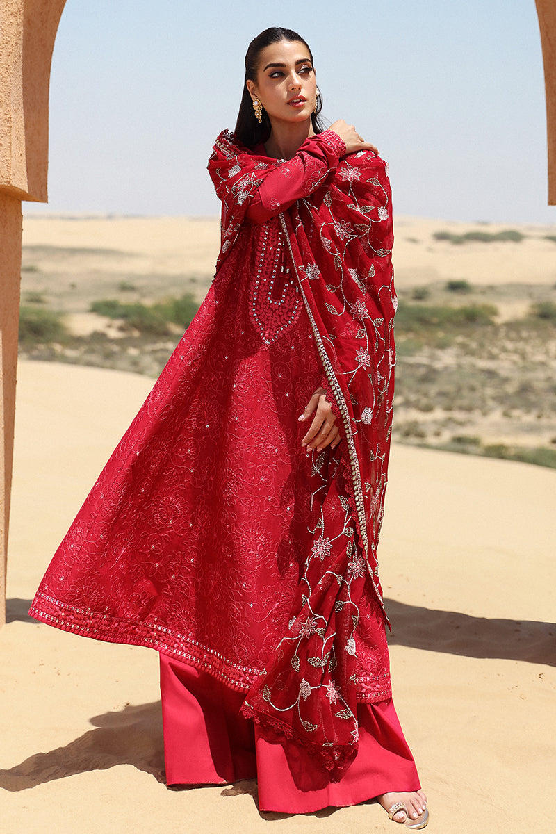 VERMILLION SCARLET-3 PIECE EMBROIDERED LAWN SUIT