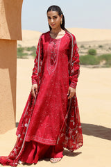 VERMILLION SCARLET-3 PIECE EMBROIDERED LAWN SUIT