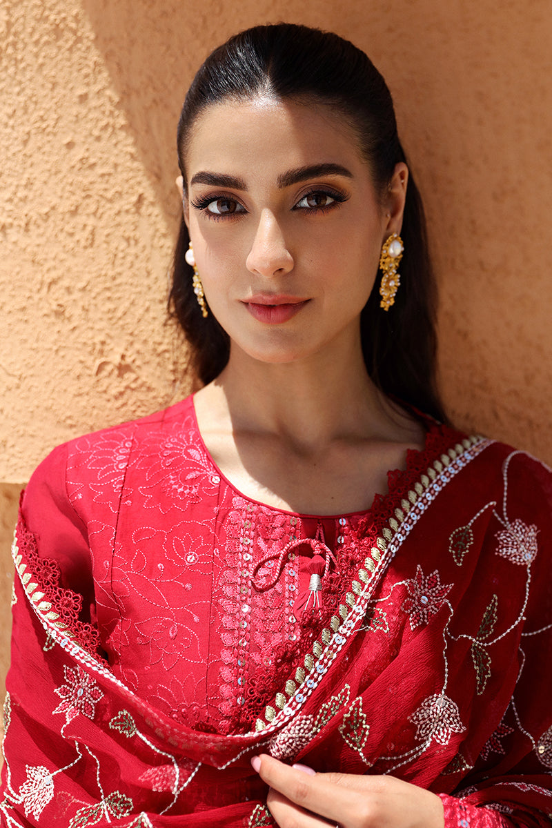 VERMILLION SCARLET-3 PIECE EMBROIDERED LAWN SUIT