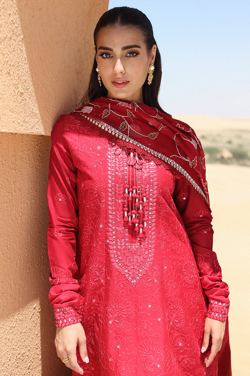 VERMILLION SCARLET-3 PIECE EMBROIDERED LAWN SUIT