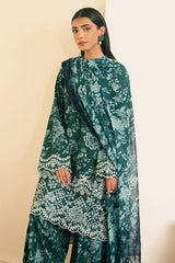 GRACE GREEN-3 PIECE EMBROIDERED CAMBRIC SUIT