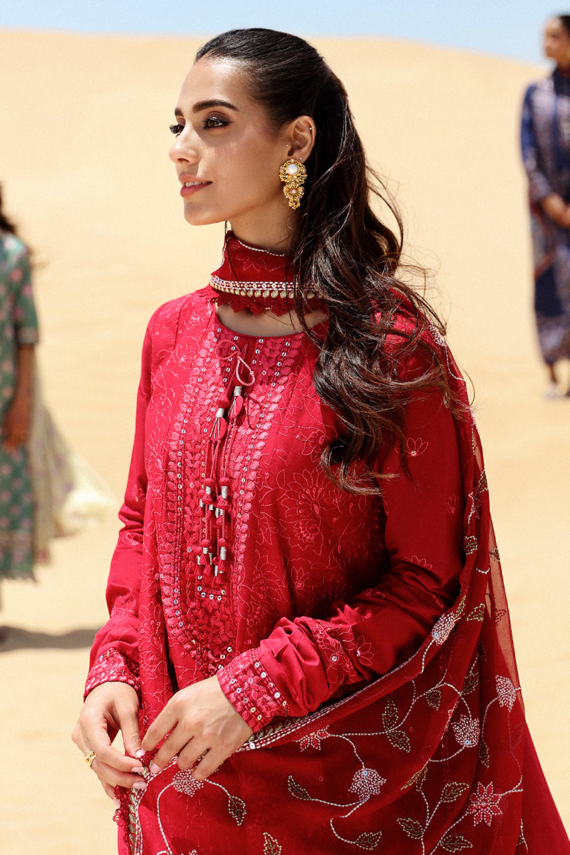 VERMILLION SCARLET-3 PIECE EMBROIDERED LAWN SUIT