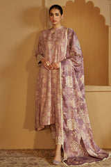 DUSKY PURPLE-3 PC LINEN EMBROIDERED SUIT