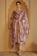 DUSKY PURPLE-3 PC LINEN EMBROIDERED SUIT