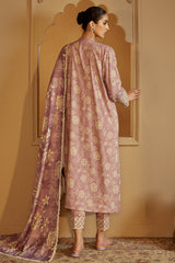 DUSKY PURPLE-3 PC LINEN EMBROIDERED SUIT