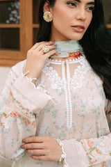 CREAMY SPLASH-3PC PRINTED CAMBRIC SUIT