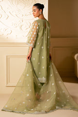 MINTED SAGE-4 PIECE EMBROIDERED ORGANZA SUIT