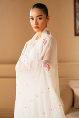 WHITE WHISPER-4 PIECE EMBROIDERED CHIFFON SUIT