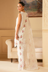 WHITE WHISPER-4 PIECE EMBROIDERED CHIFFON SUIT