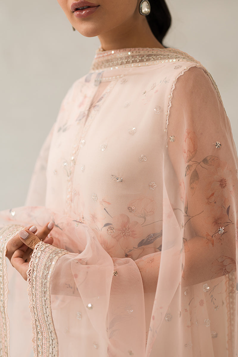 PINK HUE-4 PIECE EMBROIDERED CHIFFON SUIT