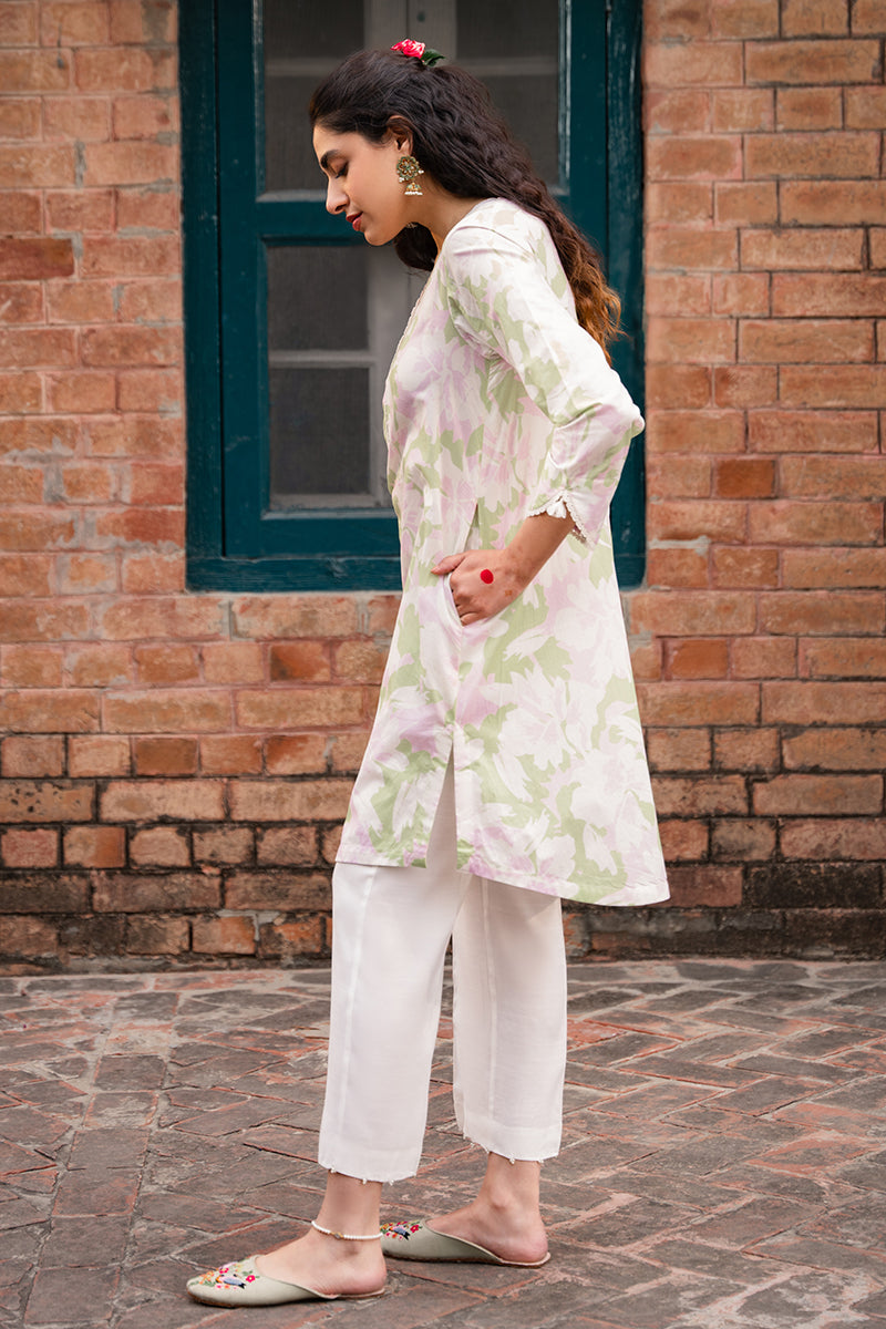 PISTACHIO PINK PRINTED LAWN SHIRT