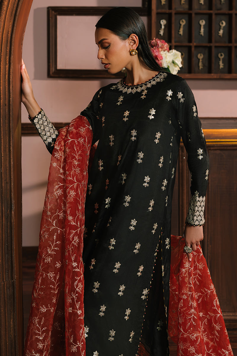 SCARLET CINNABAR-3PC SILK EMBROIDERED SUIT