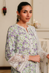 LAVENDER STRETCH-3 PIECE EMBROIDERED LAWN SUIT