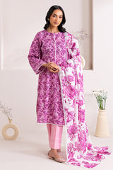 PINK WAVE-3 PIECE PRINTED LAWN SUIT