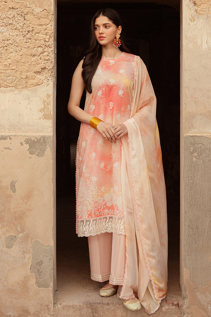 PEACH BLUSH-3 PIECE LAWN PRINTED SUIT