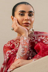 CRIMSON FIRE-3PC ORGANZA EMBROIDERED PRET