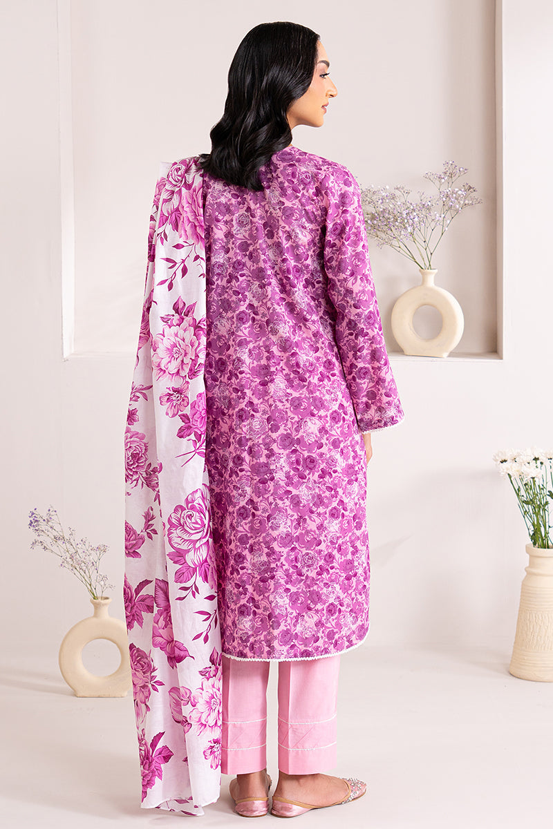 PINK WAVE-3 PIECE PRINTED LAWN SUIT